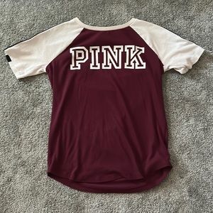 Victorias secret Pink dark red tee shirt.